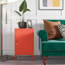 Novogratz Dhp Cache Metal Locker End Table With One Door In Orange - thumbnail 4