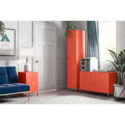 Novogratz Dhp Cache Metal Locker End Table With One Door In Orange - thumbnail 6