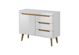 Arte Elegant Nordi Sideboard Cabinet H830mm W1070mm D400mm In White Gloss And Oak Riviera - Stylish Storage Solution - thumbnail 1