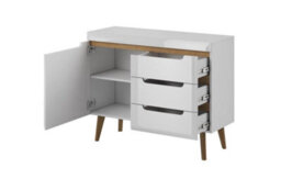 Arte Elegant Nordi Sideboard Cabinet H830mm W1070mm D400mm In White Gloss And Oak Riviera - Stylish Storage Solution - thumbnail 2