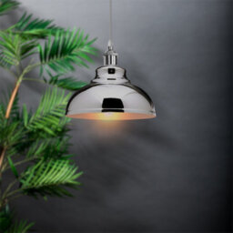 Chrome Metal Ceiling Light Shade Easy Fit Pendant Lampshade Modern Industrial 29Cm X 17Cm Hanging Light Cover - thumbnail 3