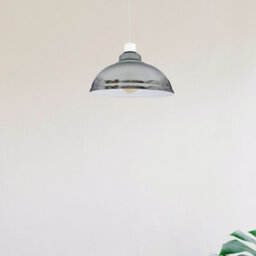 Chrome Metal Ceiling Light Shade Easy Fit Pendant Lampshade Modern Industrial 29Cm X 17Cm Hanging Light Cover - thumbnail 5