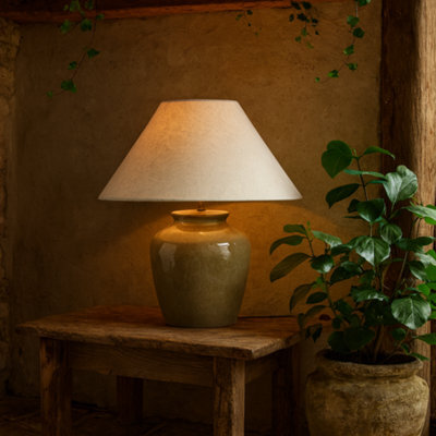 Wyld Haus Rocamadour Ceramic Table Lamp With Tapered Linen Shade - image 1