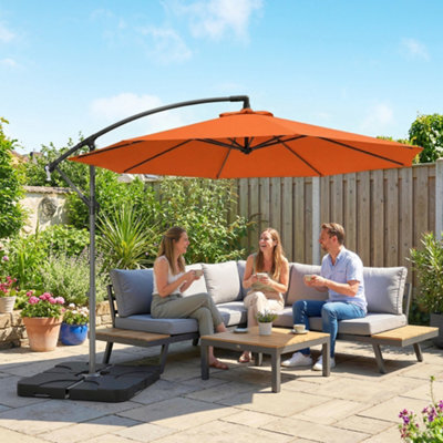 Outsunny 3(M) Banana Parasol Cantilever Umbrella Garden W/ Base Weights - image 1