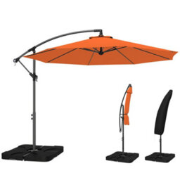 Outsunny 3(M) Banana Parasol Cantilever Umbrella Garden W/ Base Weights - thumbnail 2
