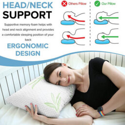 istyle mode Bamboo Memory Foam Bed Pillow Head Neck Support, Anti-Allergy Washable Breathable Cover (Pack Of 2) - thumbnail 4