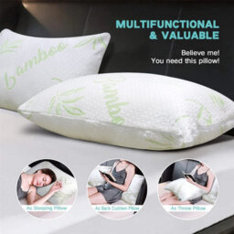 istyle mode Bamboo Memory Foam Bed Pillow Head Neck Support, Anti-Allergy Washable Breathable Cover (Pack Of 2) - thumbnail 3