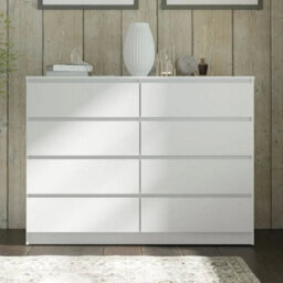 Arte Maja 140Cm Chest Of Drawers - White, Bright Eight-Drawer Storage For Effortless Organisation - thumbnail 6