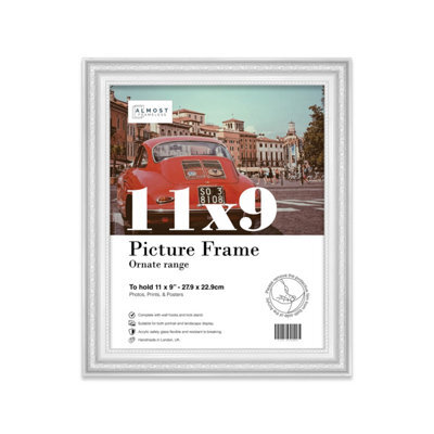 11X9 White Ornate Picture Frame (27.9 X 22.9Cm) Poster, Photo, Artwork, Gallery Wall Or Print - image 1