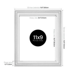11X9 White Ornate Picture Frame (27.9 X 22.9Cm) Poster, Photo, Artwork, Gallery Wall Or Print - thumbnail 2