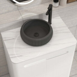 Royal Bathrooms Venice 700mm Gloss White Freestanding Bathroom Countertop Vanity Unit 2 Door With Milan Black Basin - thumbnail 6