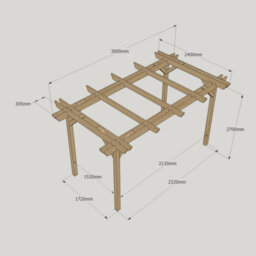 Rutland County Garden Furniture Double Garden Pergola - Wood - L240 X W300 X H270 Cm - Rustic Brown - thumbnail 6