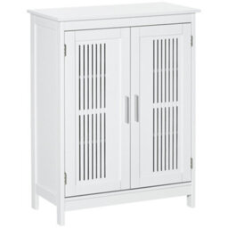 Kleankin Modern Bathroom Cabinet, Freestanding Floor Cabinet With Storage, White - thumbnail 2