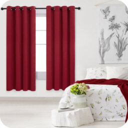 Deconovo Blackout Curtains Eyelet Curtains Thermal Insulated Bedroom Curtains For Restaurant W52 X L72 Inch Dark Red 2 Panels - thumbnail 2