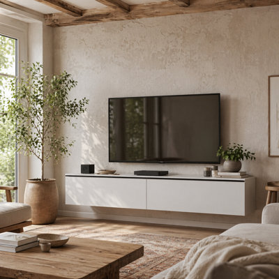 Wyld Haus Disa 160Cm High Gloss White Floating Tv Cabinet For Screens Up To 70 Inches - image 1