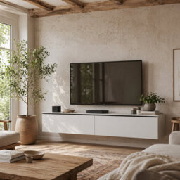 Wyld Haus Disa 160Cm High Gloss White Floating Tv Cabinet For Screens Up To 70 Inches - thumbnail 1