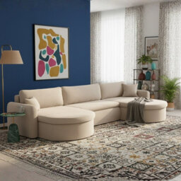 Verona U Corner Sofa Bed With Storage Container Beige - thumbnail 2