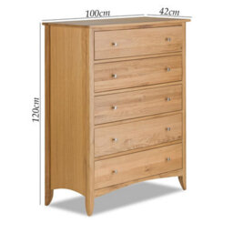 Statement Furniture Edward Hopper Oak 5 Drawer Chest Of Drawers - thumbnail 4