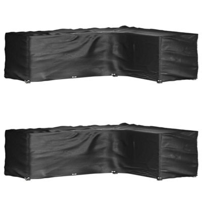 Walplus L-Shaped Outdoor Garden Furniture Covers 2 Pcs 16 Eyelets 260X210X80 Cm - image 1