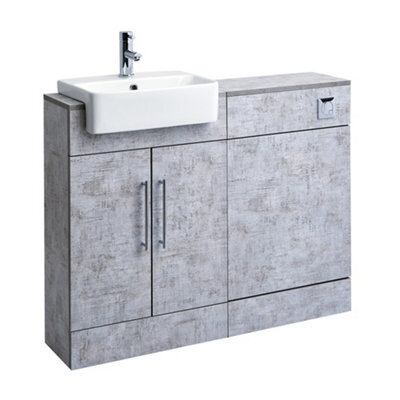 Homestylestore 1050mm Concrete Grey Bathroom Combination Vanity Toilet Wc Unit And Chrome T Bar Handles - image 1