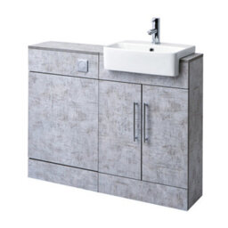 Homestylestore 1050mm Concrete Grey Bathroom Combination Vanity Toilet Wc Unit And Chrome T Bar Handles - thumbnail 2