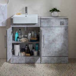 Homestylestore 1050mm Concrete Grey Bathroom Combination Vanity Toilet Wc Unit And Chrome T Bar Handles - thumbnail 3