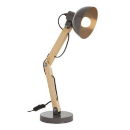 Orsina Ambiant Grey Wood And Metal Table Lamp, Versatile Bedside Table Lamp, Modern Rustic Livingroom Table Lamp - thumbnail 3