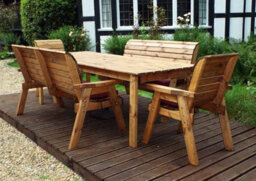 Charles Taylor Trading Eight Seater Rectangular Table Set With Cushion - W340 X D216 X H98 - Fully Assembled - Burgundy - thumbnail 2