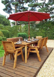 Charles Taylor Trading Eight Seater Rectangular Table Set With Cushion - W340 X D216 X H98 - Fully Assembled - Burgundy - thumbnail 4