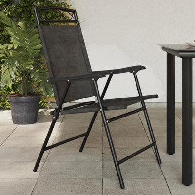 Berkfield Folding Garden Chairs 4 Pcs Melange Grey Steel And Textilene - image 1