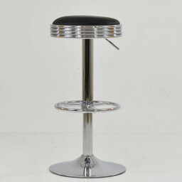 Lakeland Furniture American Diner Black Faux Leather Chrome Adjustable Base Bar Stool - thumbnail 6