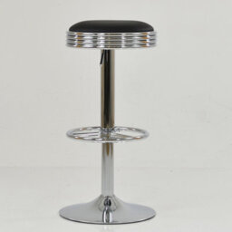 Lakeland Furniture American Diner Black Faux Leather Chrome Adjustable Base Bar Stool - thumbnail 5