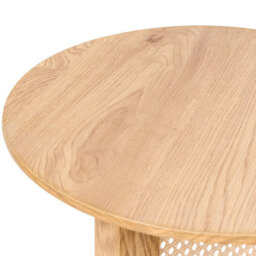 Wyld And Coco Luxehaven 50 Cm Round Side Table In Light Brown Mdf With Rattan Base - thumbnail 5