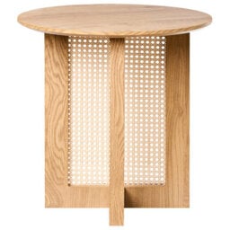 Wyld And Coco Luxehaven 50 Cm Round Side Table In Light Brown Mdf With Rattan Base - thumbnail 1