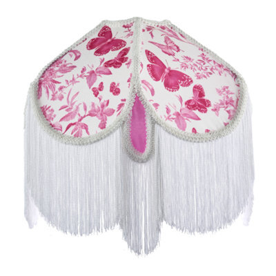 Happy Homewares Pink Butterfly Victorian Vintage Lamp Shade With Oval Velvet Sections - image 1