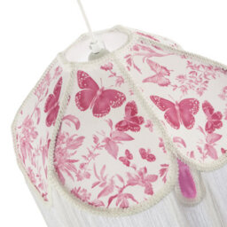 Happy Homewares Pink Butterfly Victorian Vintage Lamp Shade With Oval Velvet Sections - thumbnail 3