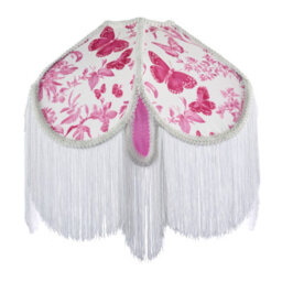 Happy Homewares Pink Butterfly Victorian Vintage Lamp Shade With Oval Velvet Sections