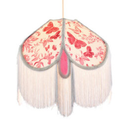 Happy Homewares Pink Butterfly Victorian Vintage Lamp Shade With Oval Velvet Sections - thumbnail 2