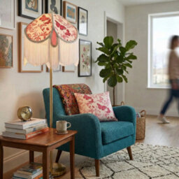 Happy Homewares Pink Butterfly Victorian Vintage Lamp Shade With Oval Velvet Sections - thumbnail 6