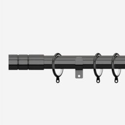 Black Nickel 28mm Barrel Fixed Length Metal Curtain Pole  420Cm - thumbnail 1
