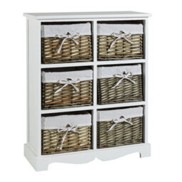 Home Source Lichfield Fully Assembled 6 Wicker Basket Drawer Chest Storage Unit White - thumbnail 6