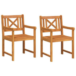 Walplus Garden Chair 2 Pcs Brown 56 X 56 X 90Cm Solid Acacia Wood - thumbnail 2