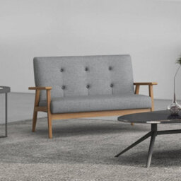 2-Seater Sofa Upholstery Couch With Rubber Wood Legs Dark Grey - thumbnail 5