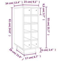 Vidaxl Wine Cabinet White 23X34X61 Cm Solid Wood Pine - thumbnail 3