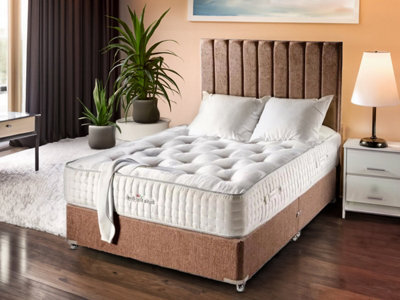 Divan Base Direct Sophia Briar-Rose Charlotte 2000 Pocket Sprung Natural Cotton Tencel Bed Set 4Ft6 Double Large End Drawer- Wool Chestnut - image 1
