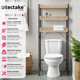 Tectake Shower Caddy Seattle - 3 Tiers 67 X 25 X 165,5 Cm - Industrial Wood Light, Oak Sonoma - thumbnail 2