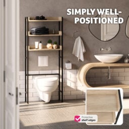 Tectake Shower Caddy Seattle - 3 Tiers 67 X 25 X 165,5 Cm - Industrial Wood Light, Oak Sonoma - thumbnail 7