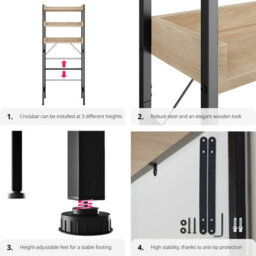 Tectake Shower Caddy Seattle - 3 Tiers 67 X 25 X 165,5 Cm - Industrial Wood Light, Oak Sonoma - thumbnail 4