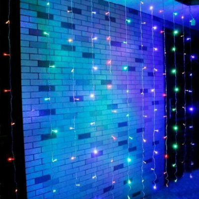 Curtain Lights Plug In, 306 Led 3M X 3M Multicoloured Curtain Fairy Lights, 8 Modes Hanging Fairy String Lights Mains Powered