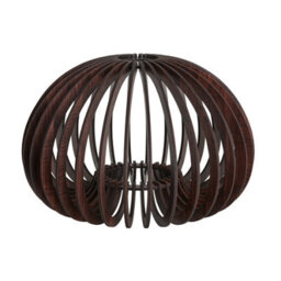 Industville Rift Slatted Wooden Mushroom Wooden Pendant Light - Dark, Dark Wood, Bronze Pendant Holder - thumbnail 2